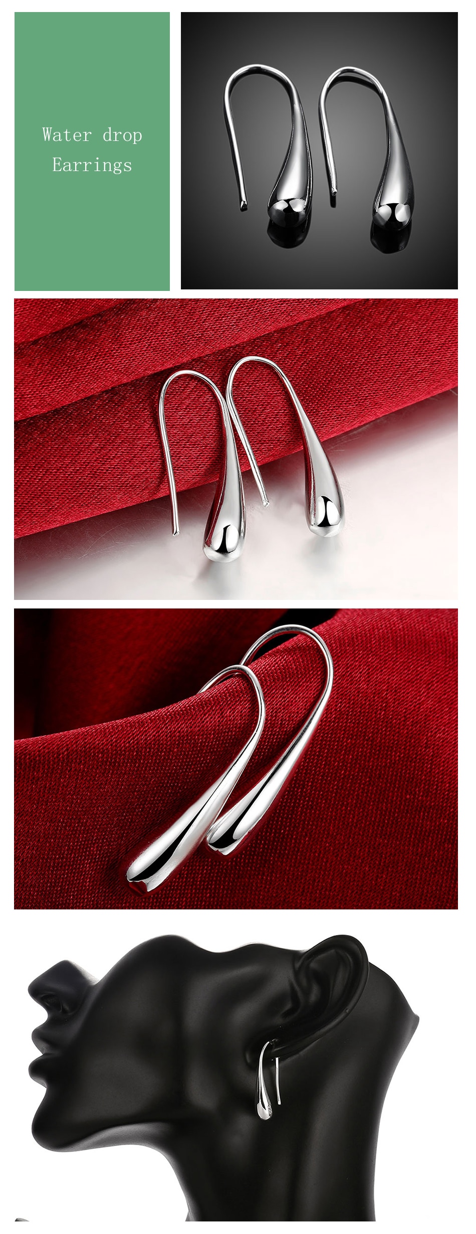 Hot Sale 925 Silver Earring Fashion Jewelry Teardrop/Water drop/Raindrop Dangle Earrings For Women Valentine Gifts Hot Sale 925 Silver Earring Fashion Jewelry Teardrop/Water drop/Raindrop Dangle Earrings For Women Valentine Gifts