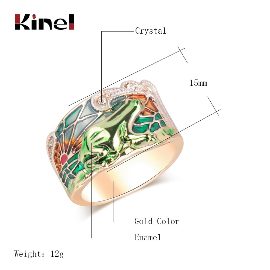 Kinel Hot Animal Jewelry Frog Rings Fashion Green Enamel Wide Ring For Woman Party Crystal Gold Color Vintage Jewelry 2019 New Kinel Hot Animal Jewelry Frog Rings Fashion Green Enamel Wide Ring For Woman Party Crystal Gold Color Vintage Jewelry 2019 New