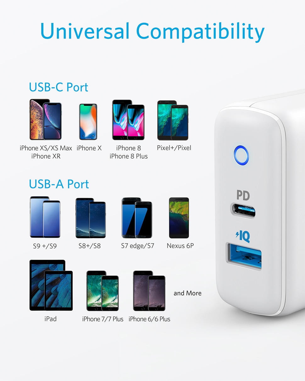 iPhone 12 Charger, Anker 30W 2 Port Fast Charger with 18W USB C Power Adapter, Foldable PowerPort PD 2 for iPhone 12 series iPhone 12 Charger, Anker 30W 2 Port Fast Charger with 18W USB C Power Adapter, Foldable PowerPort PD 2 for iPhone 12 series