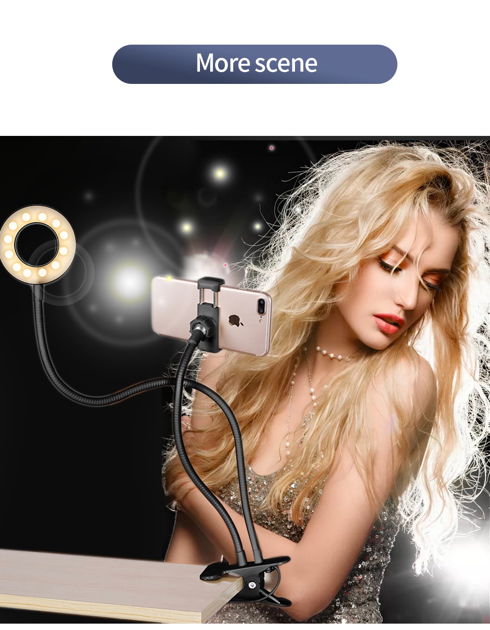 Universal Selfie Ring Light with Flexible Mobile Phone Holder Lazy Bracket Desk Lamp LED Light for Live Stream Office Kitchen Universal Selfie Ring Light with Flexible Mobile Phone Holder Lazy Bracket Desk Lamp LED Light for Live Stream Office Kitchen