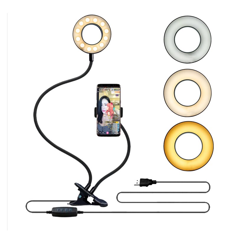 Universal Selfie Ring Light with Flexible Mobile Phone Holder Lazy Bracket Desk Lamp LED Light for Live Stream Office Kitchen Universal Selfie Ring Light with Flexible Mobile Phone Holder Lazy Bracket Desk Lamp LED Light for Live Stream Office Kitchen